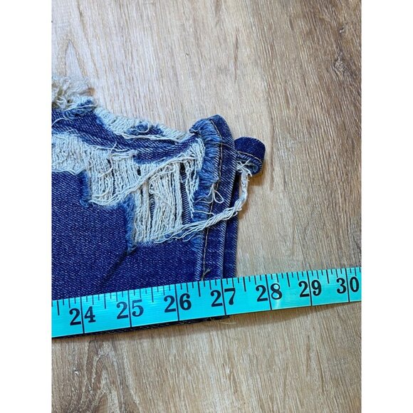We The Free Distressed Skinny Jeans Size 31 Blue Denim Mid-Rise Frayed Hem Women - Picture 8 of 8